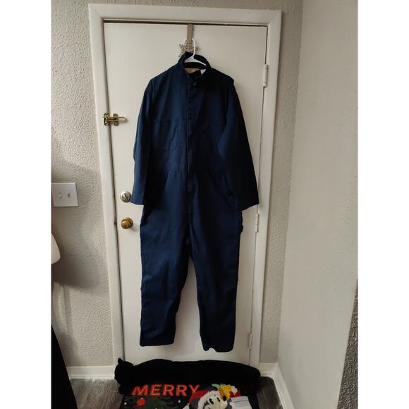 C. E. Schmidt Workwear Jumpsuit Coveralls Navy Blue Zip Pockets Long Sleeve XLR